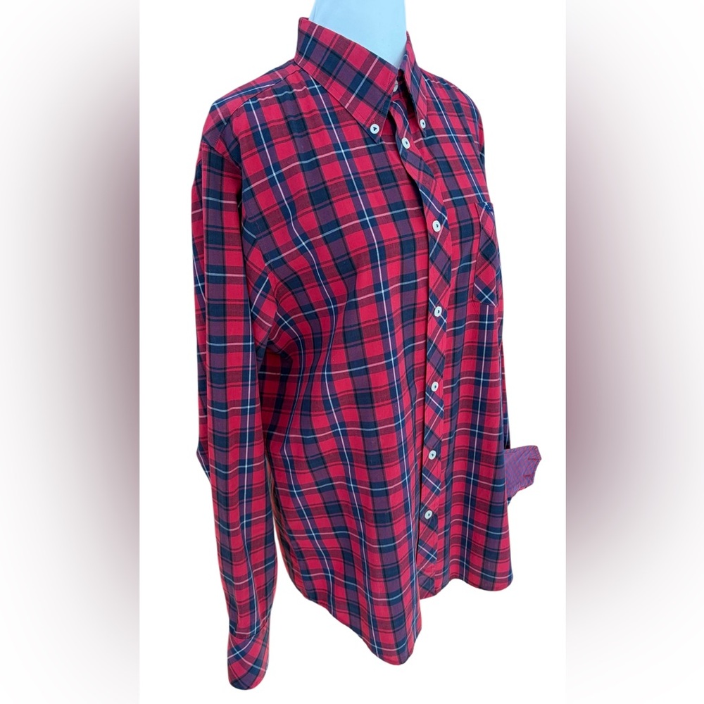 Ben Sherman Red/Blue Plaid Button front Shirt size L. - Picture 5 of 7